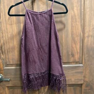 Doe & Rae Plum Textured Sleeveless Top